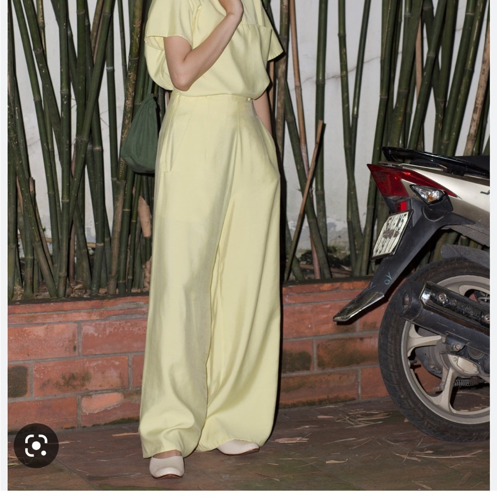 Kaarem flute wide leg pant - lemon size L
